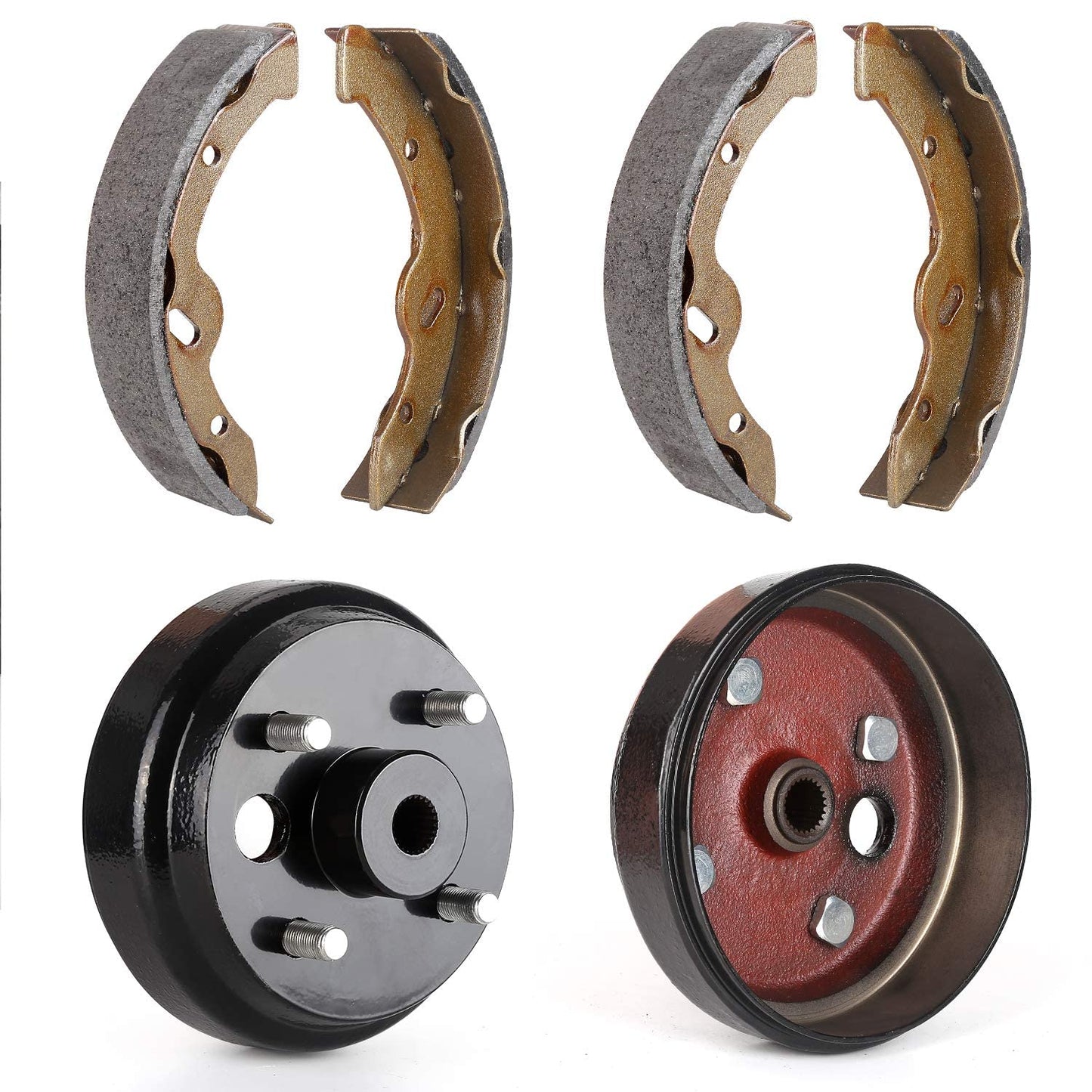 10L0L Golf Cart Brake Drum & Brake Shoes Kit for EZGO TXT 1996-Up Electric Golf Carts, Rear Brake Hub Drum Maintenance & Repair Kit, Replace OEM# 19186G1 70794G01 70795G01 27943G01 27945G01