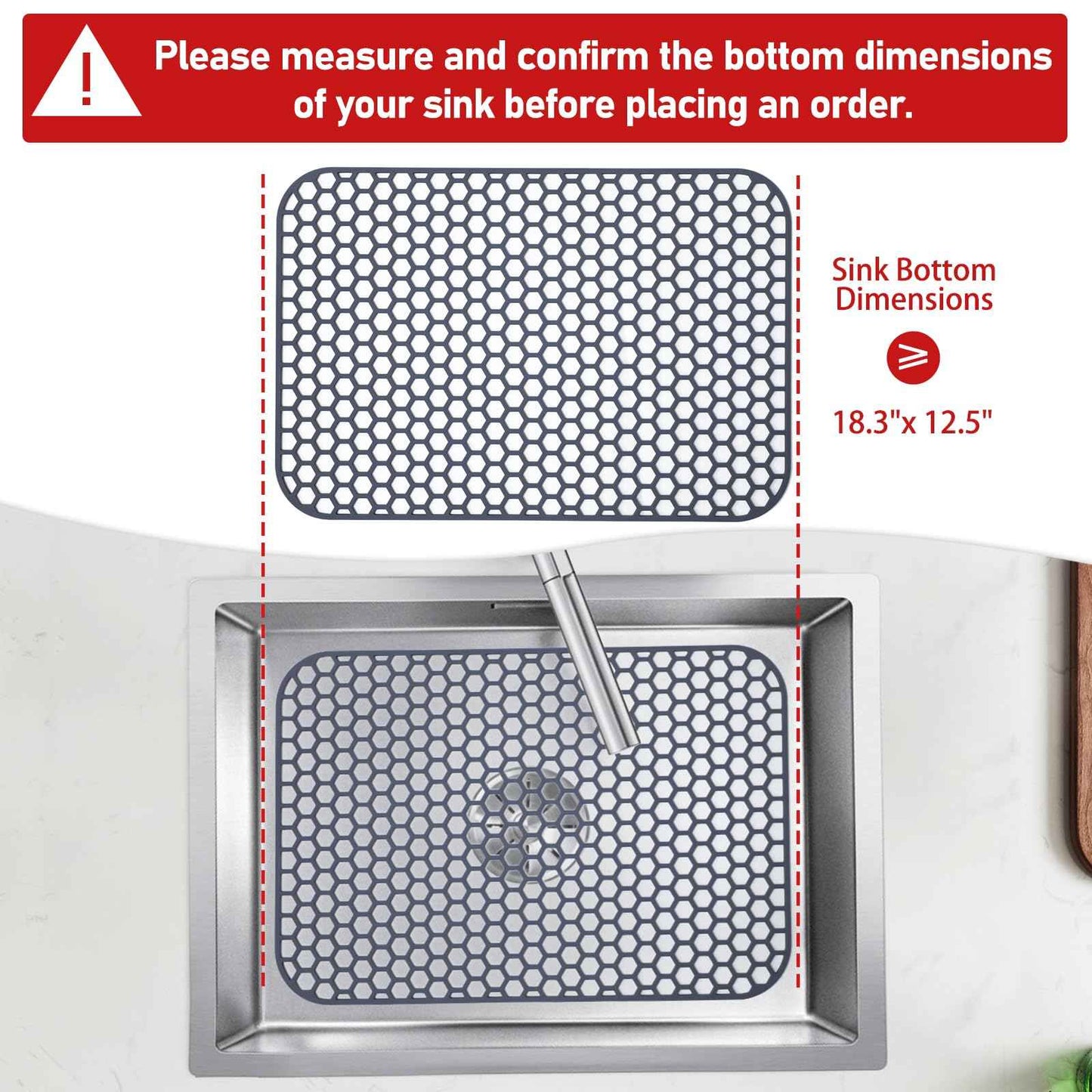 Bestjing Silicone Sink Protector for Kitchen Sink - 18.3''x12.5'' Kitchen Sink Grid Accessory, Non-slip Heat Resistant Sink Grid Dry Mat for Bottom of Porcelain Stainless Steel, Dishwasher Safe