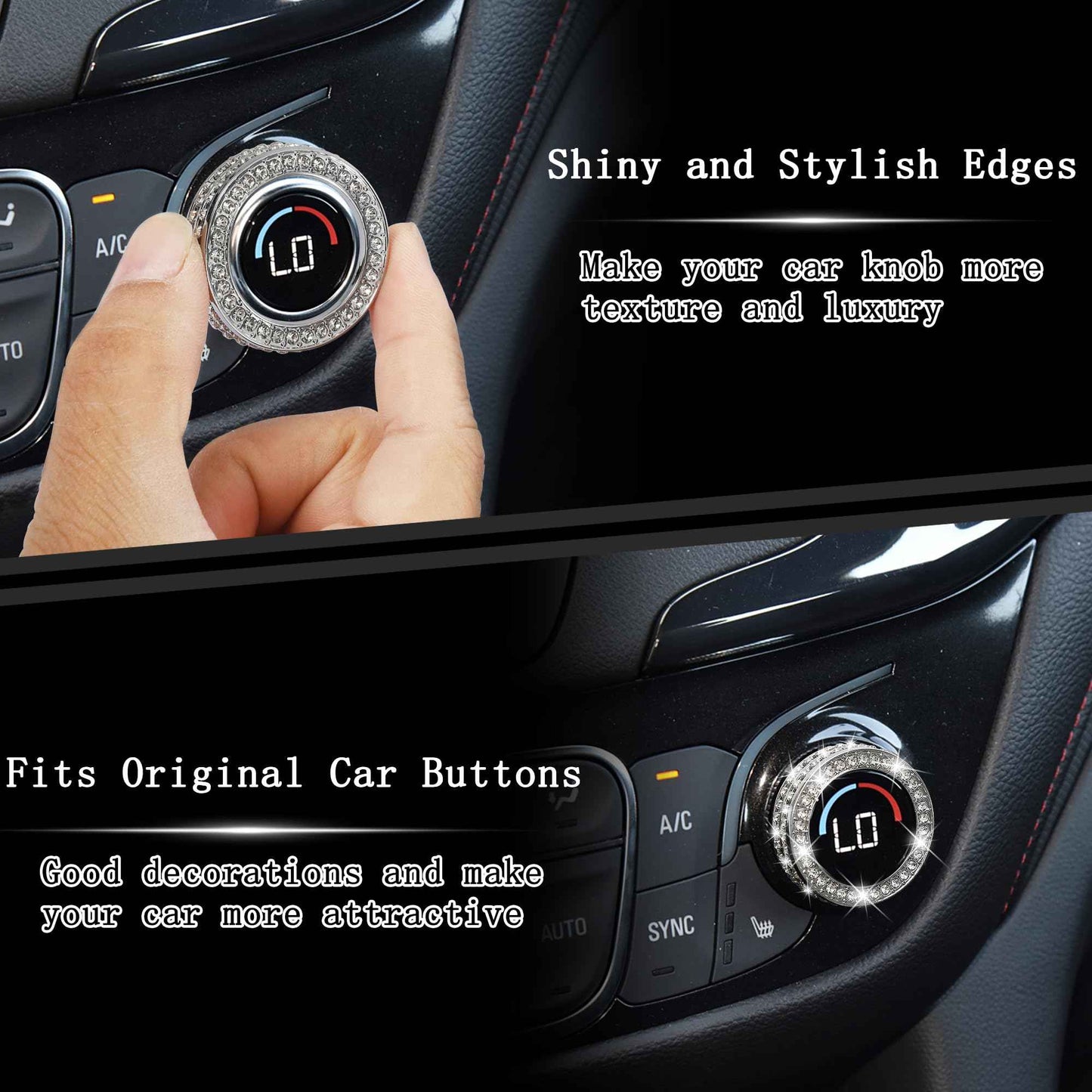 TOMALL Bling AC Air Conditioning Knob Button Cover Compatible with Chevy Equinox Malibu Volume Knob Trim Centre Console Air Conditioner Switch AC Climate Knob Cap Bling Interior Accessories for Car