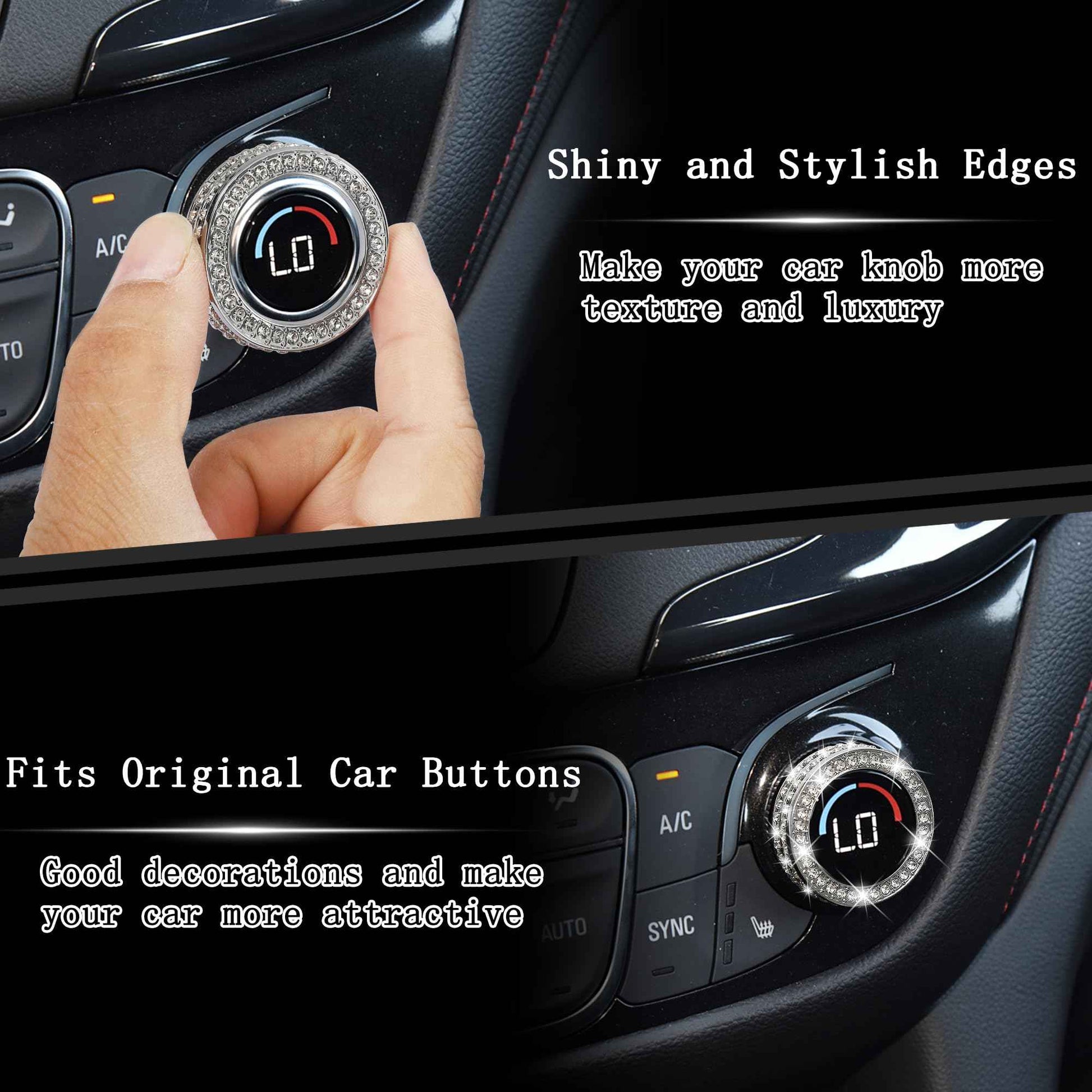 TOMALL Bling AC Air Conditioning Knob Button Cover Compatible with Chevy Equinox Malibu Volume Knob Trim Centre Console Air Conditioner Switch AC Climate Knob Cap Bling Interior Accessories for Car