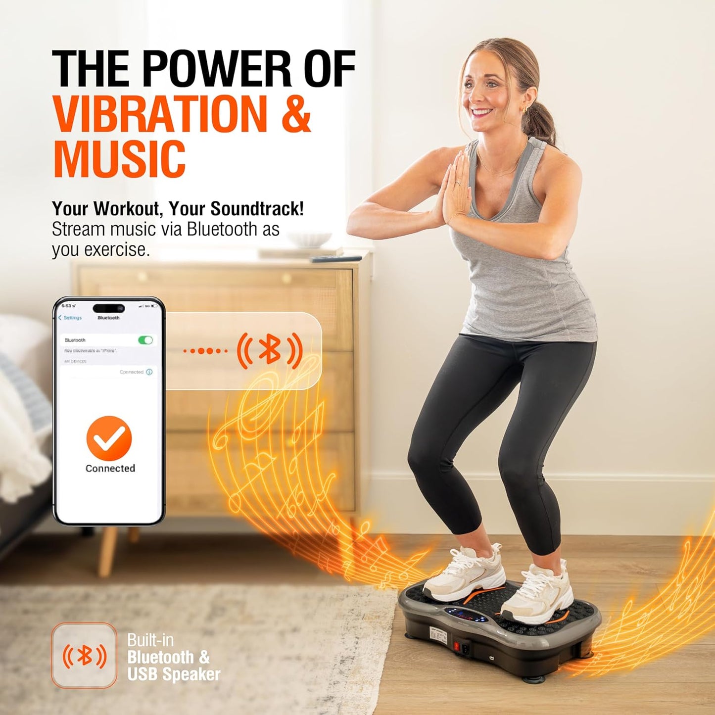 Powerfit Vibration Plate Exercise Machine - Full Body Vibration Platform for Weight Loss & Lymphatic Drainage