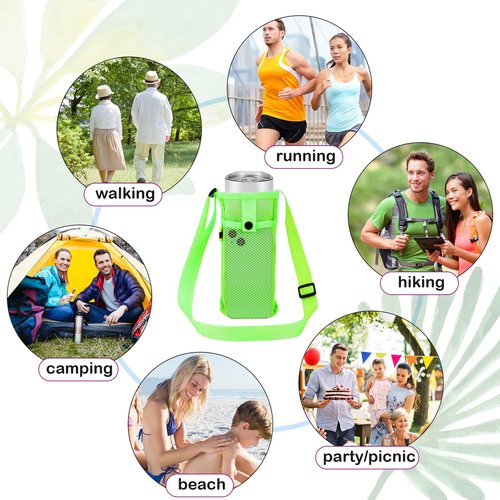 Mumufy 32 Pcs Water Bottle Sling Holder Crossbody, Adjustable Strap Carrier with Zipper Pouch, Lightweight Nylon Hands-Free Bag for Hiking, Running, Gym, Workout, Camping, Travel