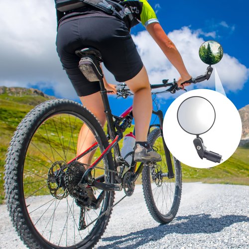 YENOVO Bike Rear View Mirror for Handlebar End, 1 Pair 360° Adjustable HD Convex Glass Lens, Universal Fit for 18-22mm Inner Diameter, Easy Install, Suitable for Road, Mountain, and E-Bikes