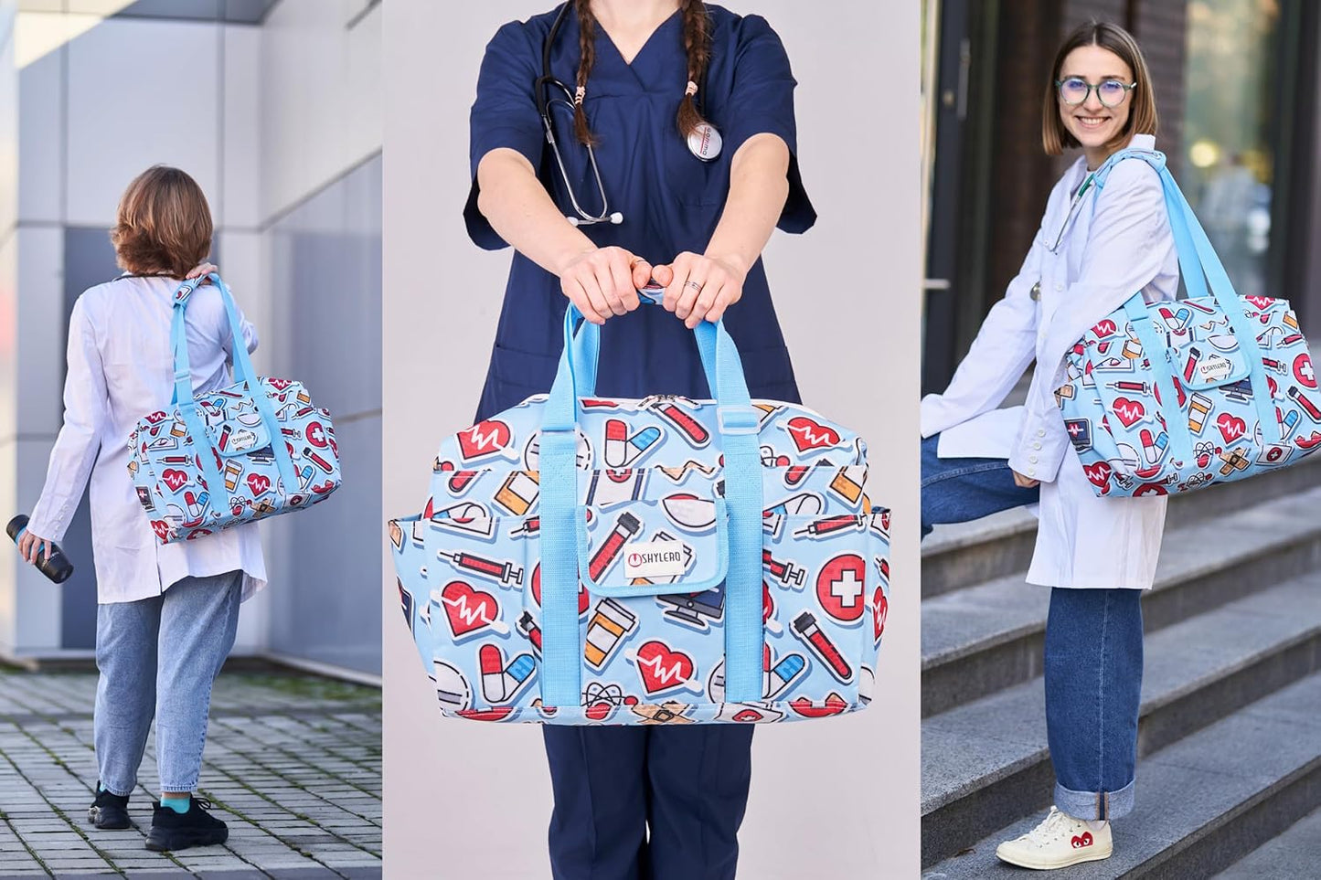 Skiennix Nurse Bag & Utility Tote - Waterproof Design with Top YKK® Zip | 18" x 14" x 7" (46x18x36cm)