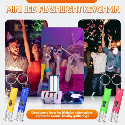 Jexine 100 Pcs Mini Flashlight Keychain Bulk Torch Keyring Flashlights LED Small Keychain Light Hiking Camping Christmas Party Favors(Black)