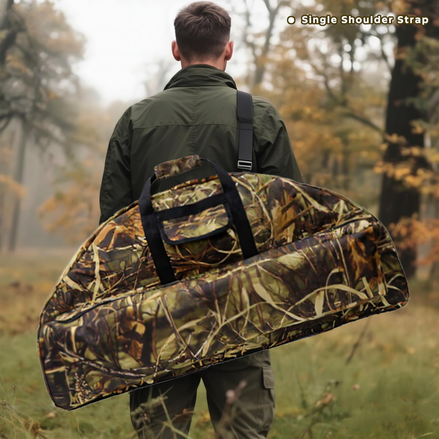 Silfrae Compound Bow Case Soft Bow Padded Case Light-Weight Bow Carry Bag with Arrow Pocket (Withered grass, L)