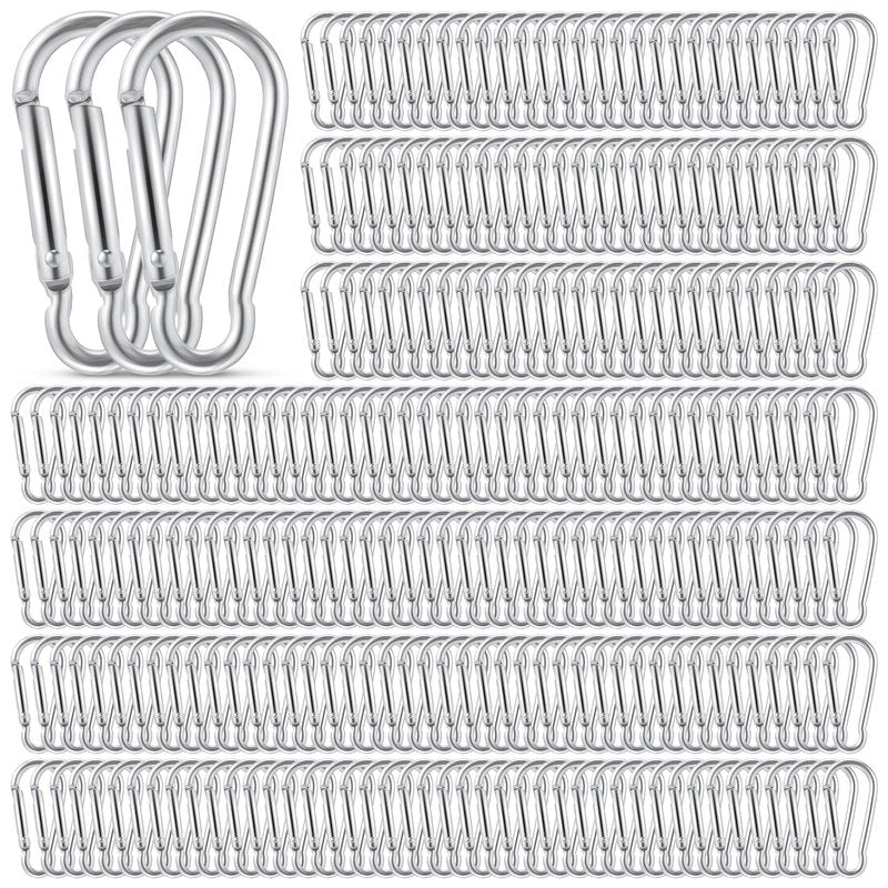 Yaocom 500 Pcs 2" Spring Snap Hooks Bulk Small Aluminum Alloy Clip Keychain Spring Snap Hook for Hanging Camping Hiking Traveling Fishing Outdoor (Silver)