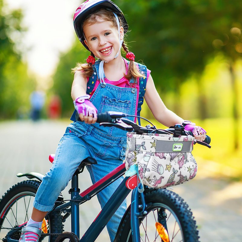 RAYMACE Kids Bike Basket,Children's Bike Basket Front,Waterproof Bicycle Basket Handlebar Bag for Girls,Boys Toddlers Bike or Scooter Accessories