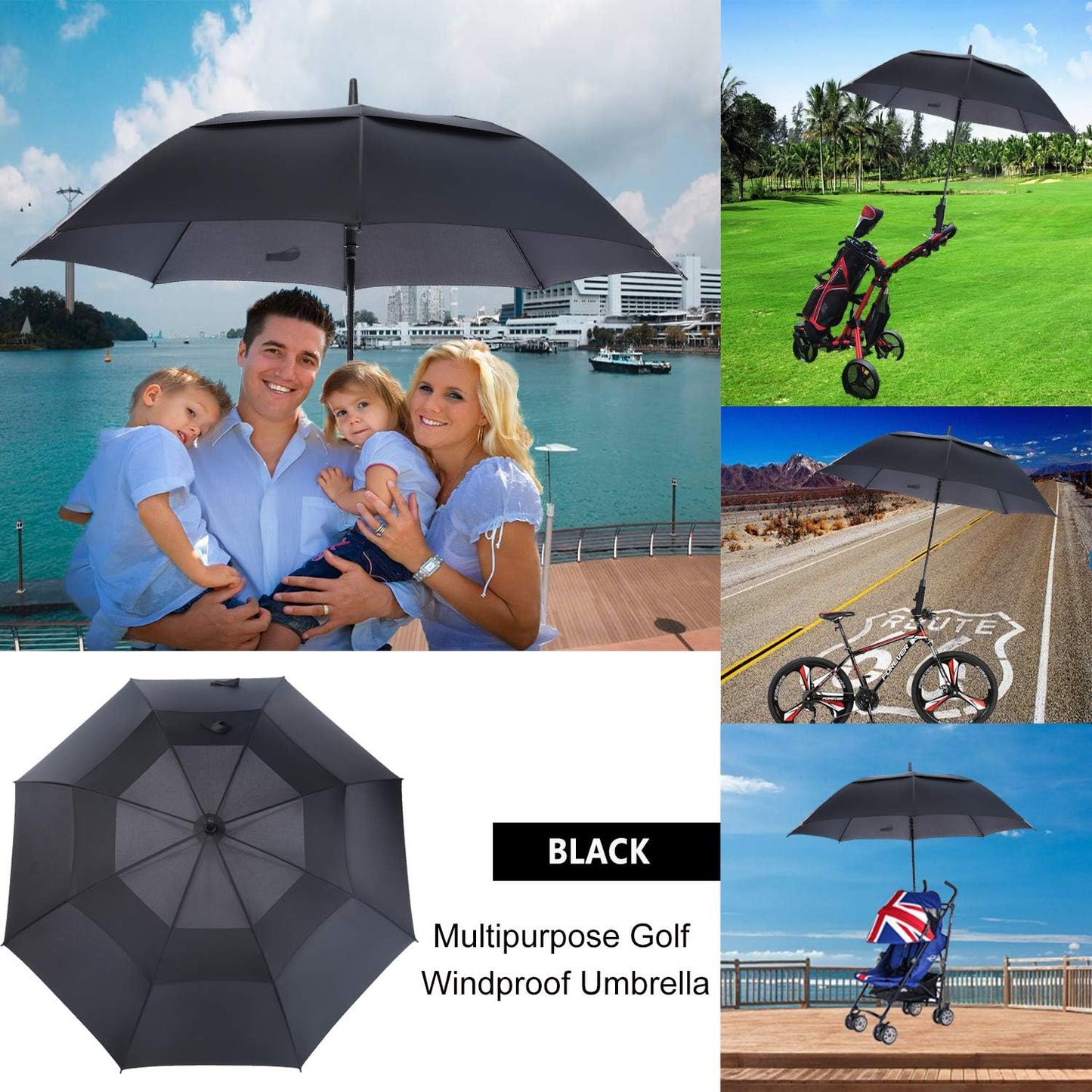 MRTLLOA Golf Umbrella - Extra Large 54/62/68/72 Inch | Automatic Open, Windproof & Waterproof Double Canopy
