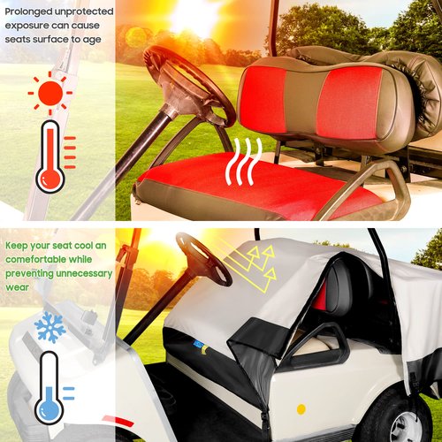 10L0L Golf Cart Seat Covers Protector for 2/4 Passenger EZGO Club Car Half Waterproof Cover, Dust Cover More Convenient to Use & Storage Than a Full Cover