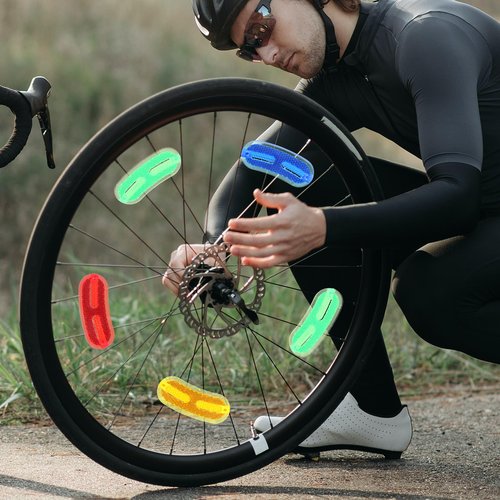 Kisangel 20Pcs Bike Wheel Reflectors for Spokes Compact Replaceable Warning Reflective Signs Lightweight Bicycle Safety Accessories 2.59X1.02X0.19 Inches