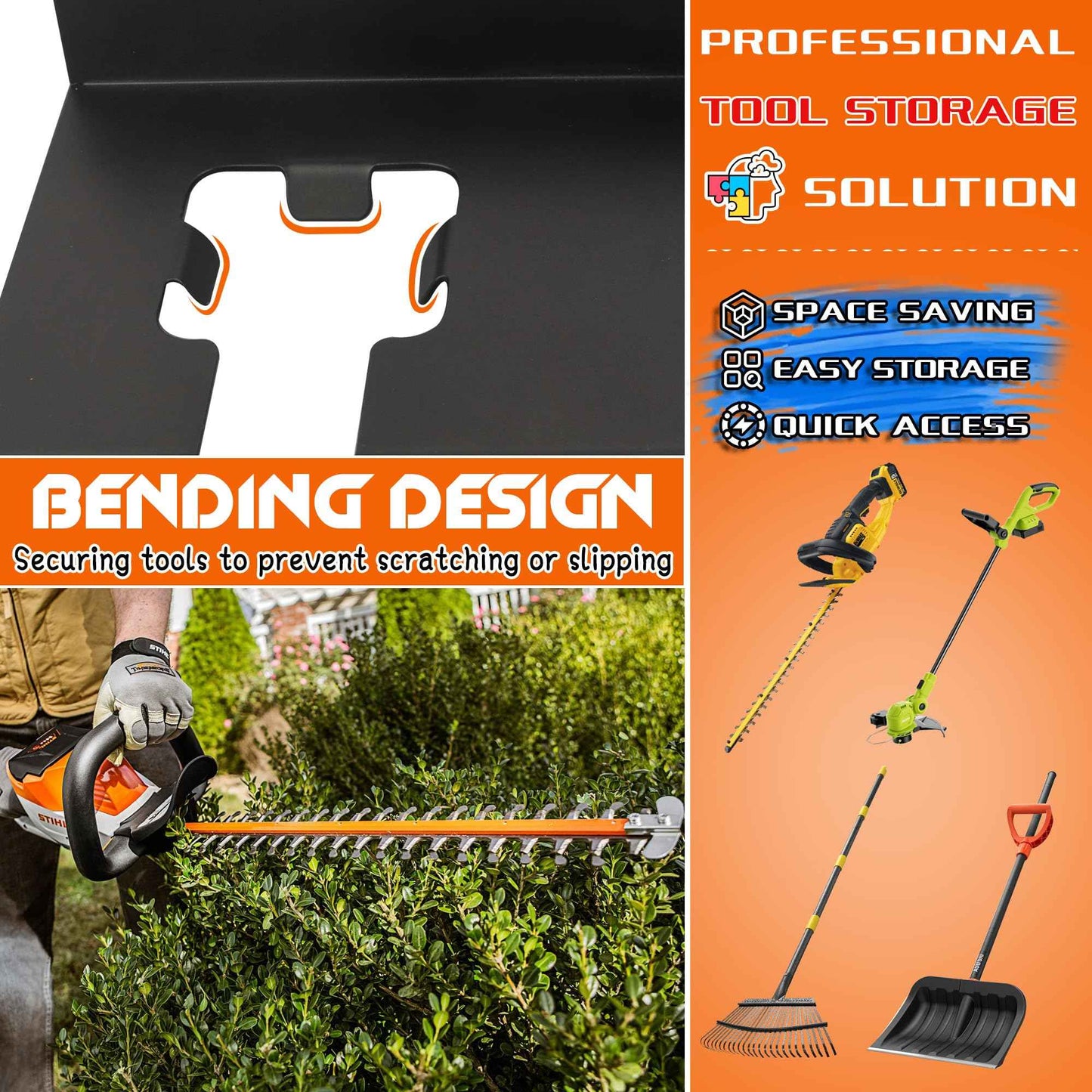 ULIBERMAGNET Garage Weedeater Rack,Wall Mount 2 Slot Utility Storage Rack for Garden Tool,Grass Trimmer,Hedge Weedeater,Chainsaw,Heavy Duty Steel Weeder Eater Trimmer Holder for Shed,Garage,Workshop