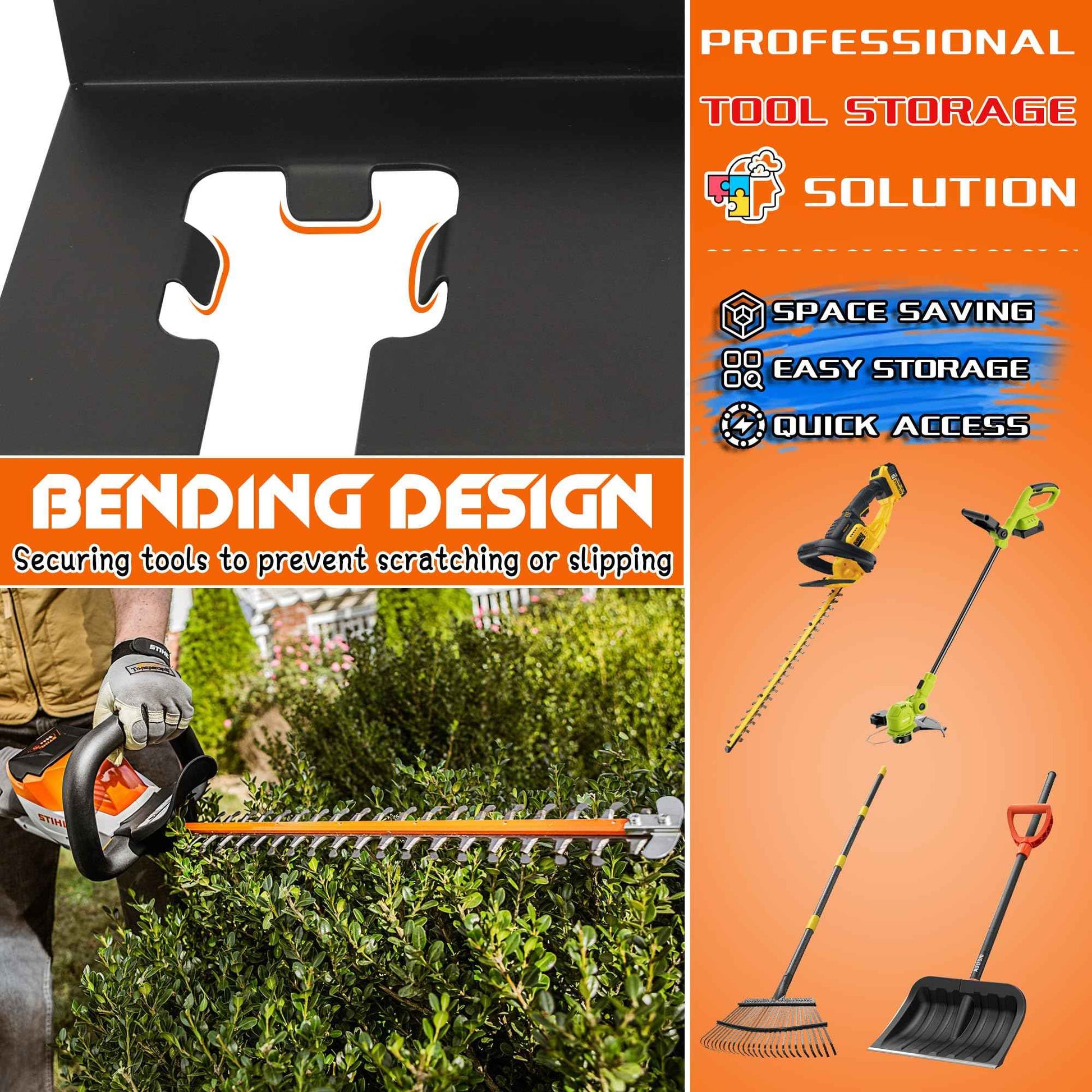 ULIBERMAGNET Garage Weedeater Rack,Wall Mount 2 Slot Utility Storage Rack for Garden Tool,Grass Trimmer,Hedge Weedeater,Chainsaw,Heavy Duty Steel Weeder Eater Trimmer Holder for Shed,Garage,Workshop