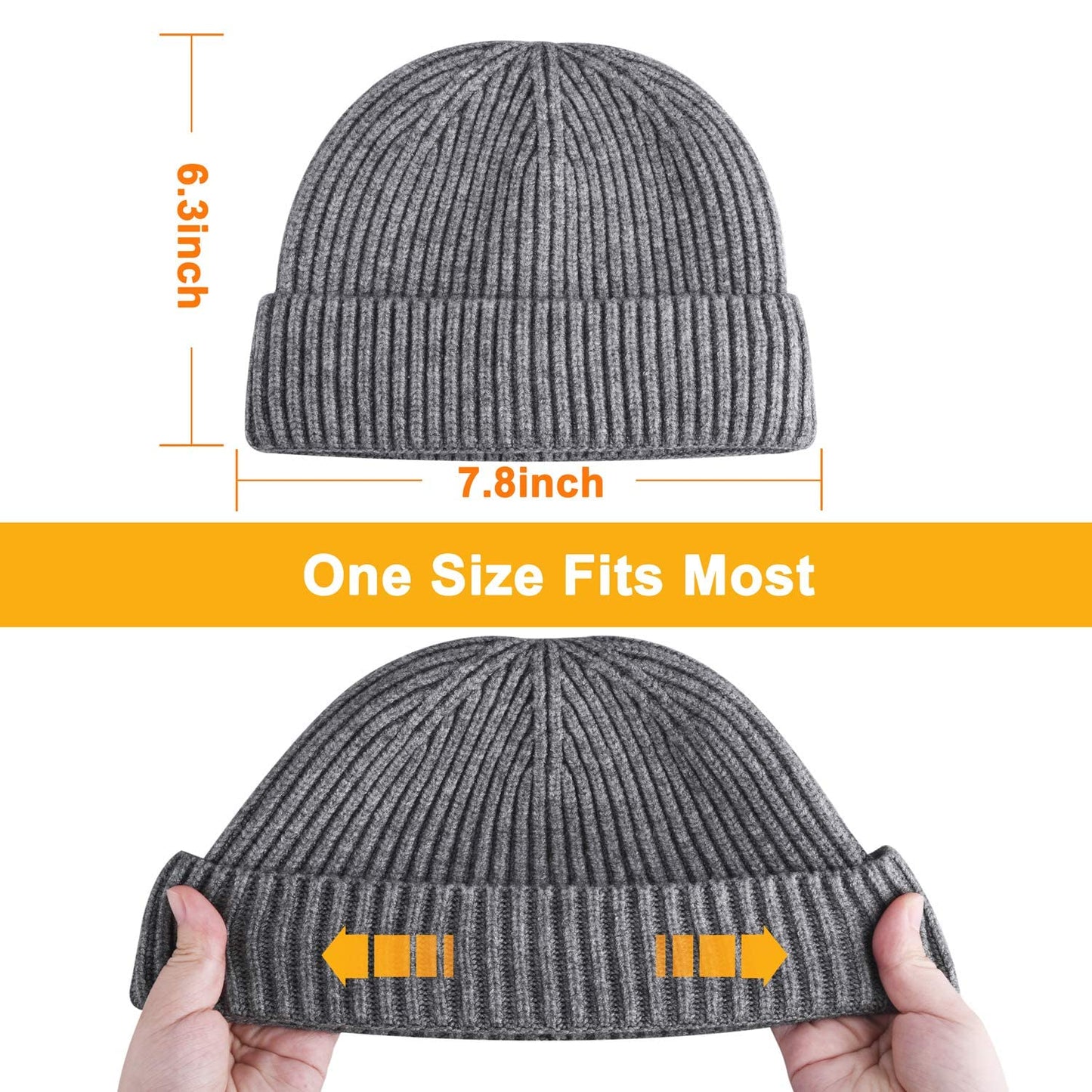 choshion 50% Wool Warm Cuffed Short Knit Fisherman Beanie for Men Women Winter Hats Trawler Skull Cap, Dark Coffee