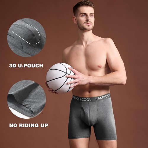 BAMBOO COOL Men's Ultra Breathable Boxer Briefs - No Riding Up | Comfortable Flexible Waistband, Multipack