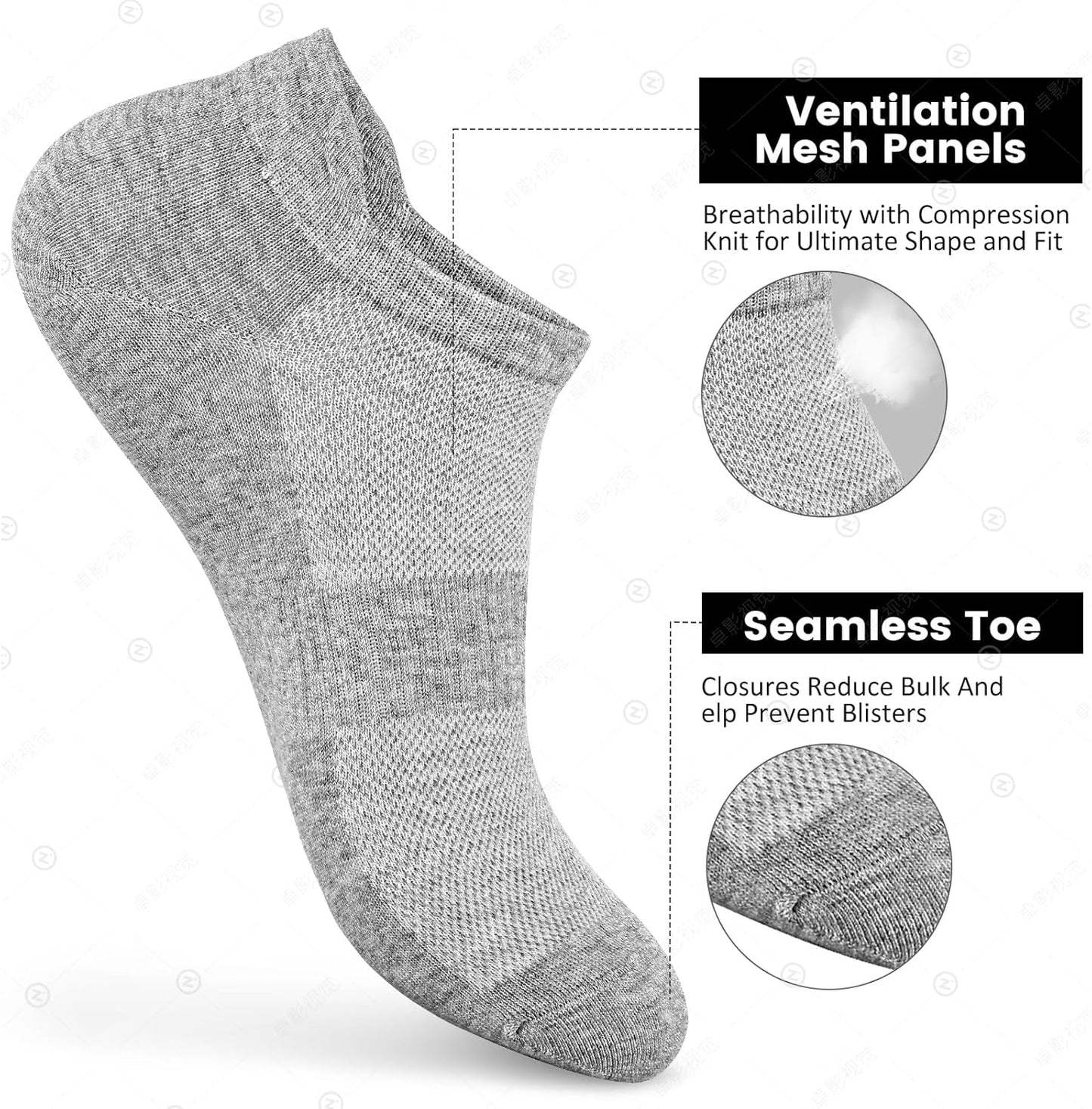 Sallking Women's Ankle Cotton Socks - Soft No Show Athletic Socks | 6 Pairs in White