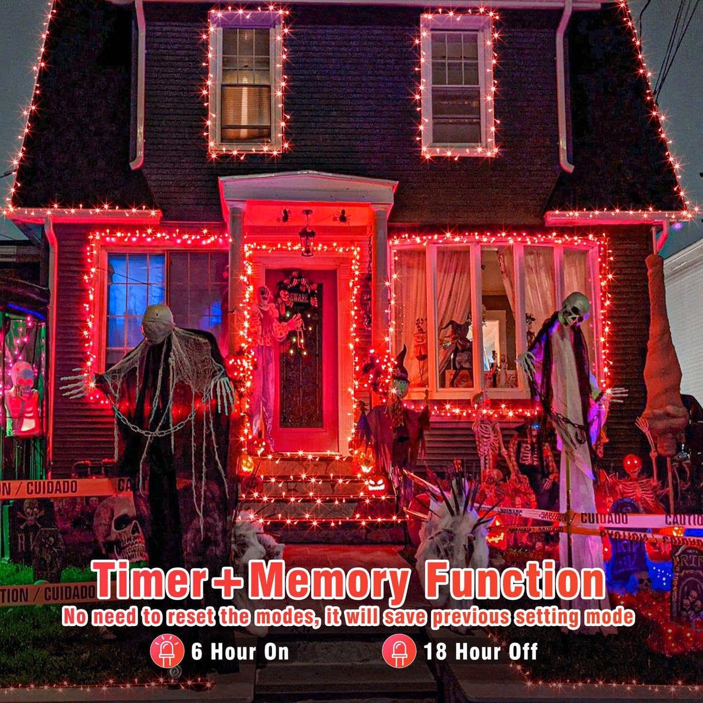 200 LED Red Christmas Lights, 66ft Red String Lights 8 Modes Clear Wire, Connectable Waterproof Plug in Twinkle Fairy Light for Tree Bedroom Indoor Outdoor Christmas Decorations