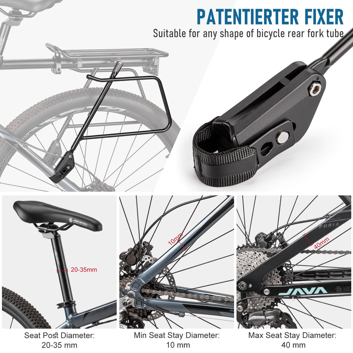 Rear Bike Rack - Bike Cargo Rack Quick Release Mount - Large Capacity Bicycle Pannier Rack 60lbs, Touring Carrier Rack fit 24”-29” and 700c