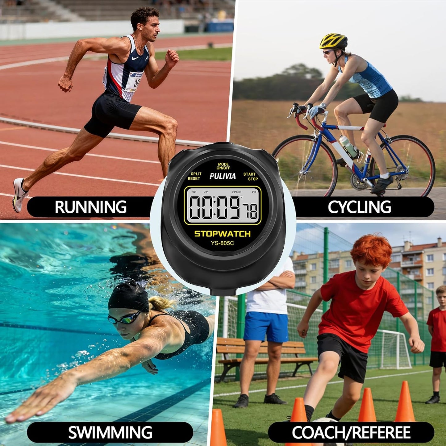Skiennix Stopwatch Timer - Digital Countdown Timer for Sports | Simple Operation, Black