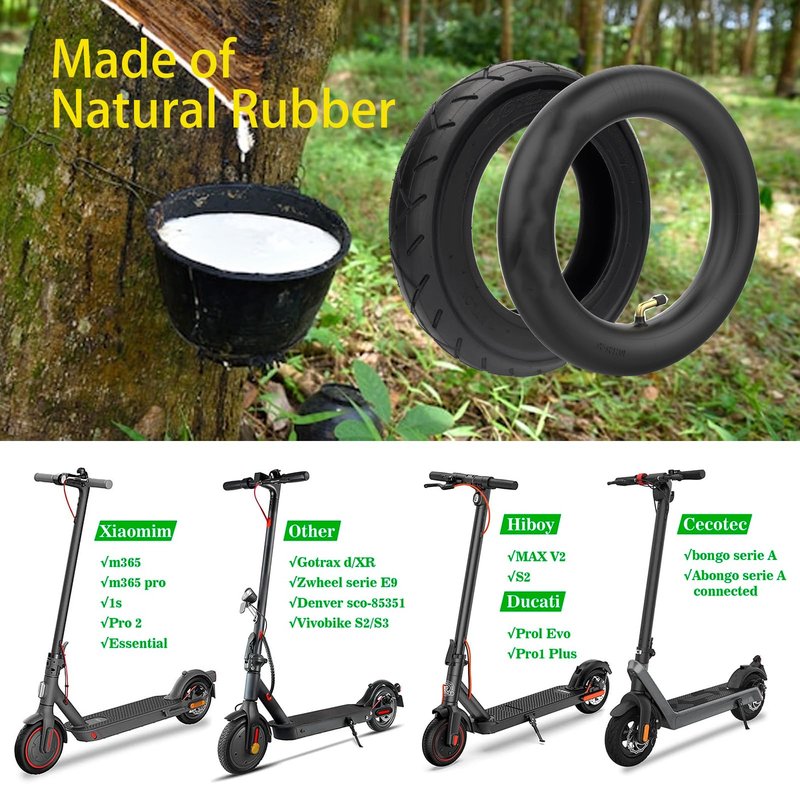 10x2.125 Tire and Inner Tube, 10 x 2.125" Inner Tube for Electric Scooter Tire Front and Rear Replacement Wheels with 0° Valve Stem for 10 inch Tires with 6 inch Rims (1 Set)