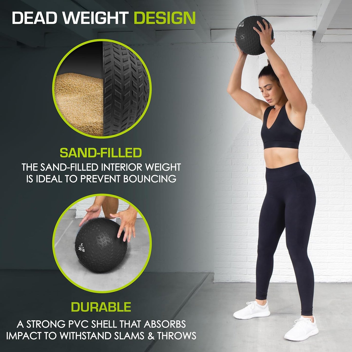 ProsourceFit Slam Medicine Balls - Smooth & Textured Grip for Strength Training | 5-50 lbs Options