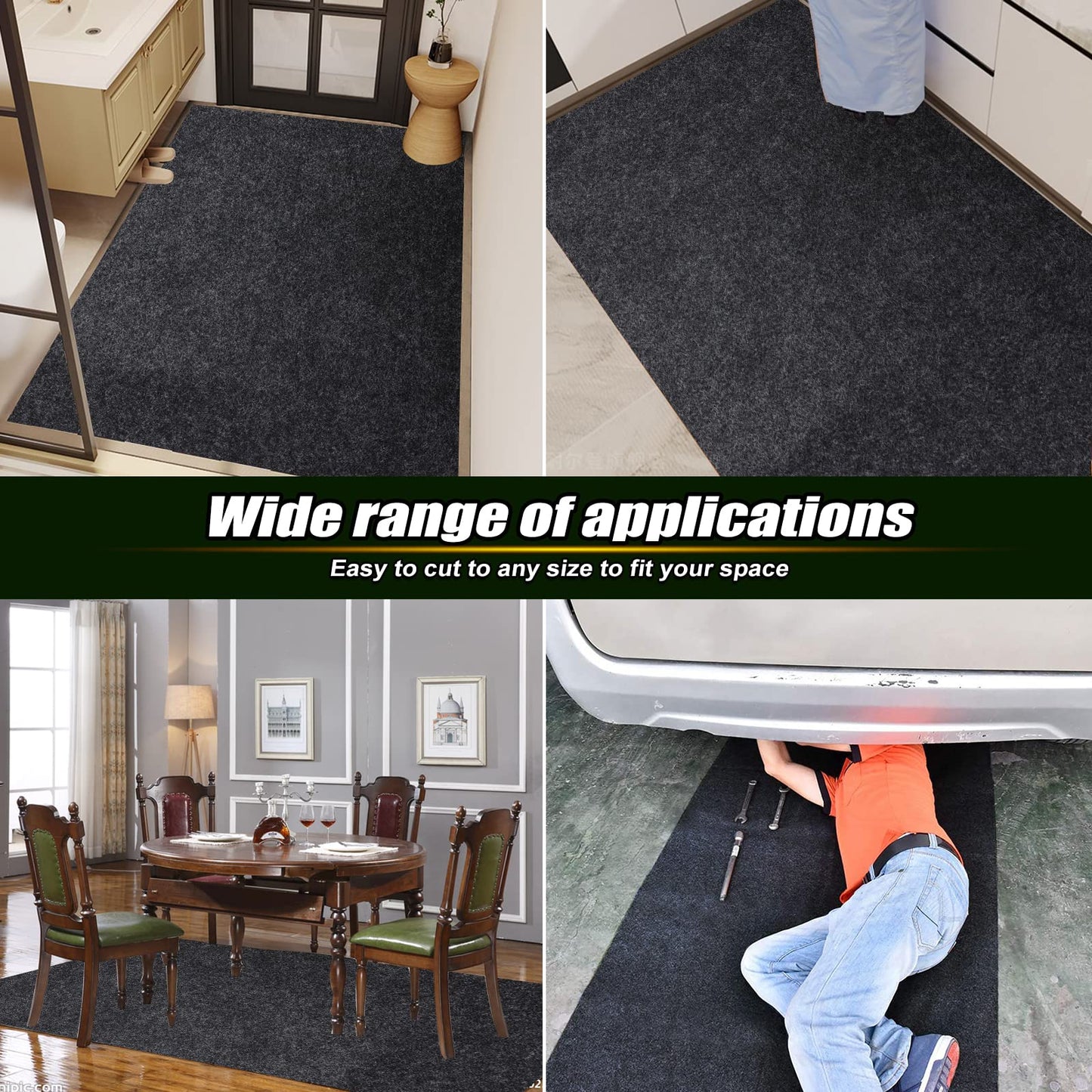 Roykaw Garage Floor Mat and Mechanic Pad, Motorcycle Parking Mat,Protect Floor from Spills, Drips, Splashes and Stains, Oil Absorbent/Cut to Size/Waterproof/Non Slip Design - 39.3" x 72.8"