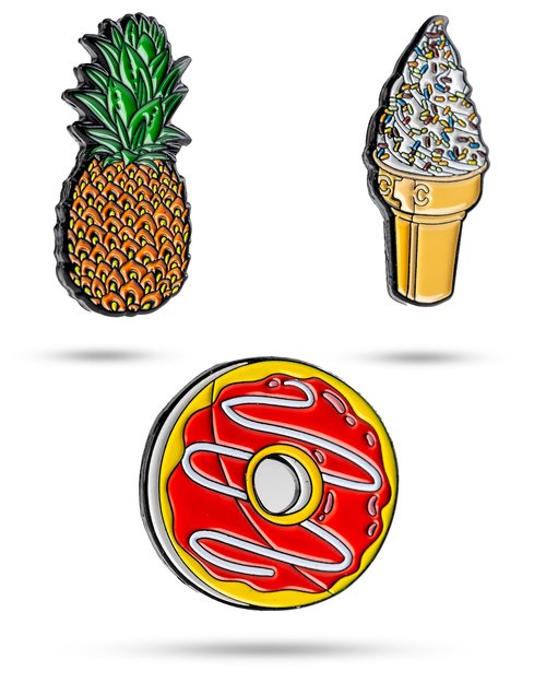 King Pins Golf Ball Marker 3 Pack - Premium Quality Golf Ball Markers. Enamel Paint & Unique Designs Stylish - Customize Your Game (Sweet Treat)