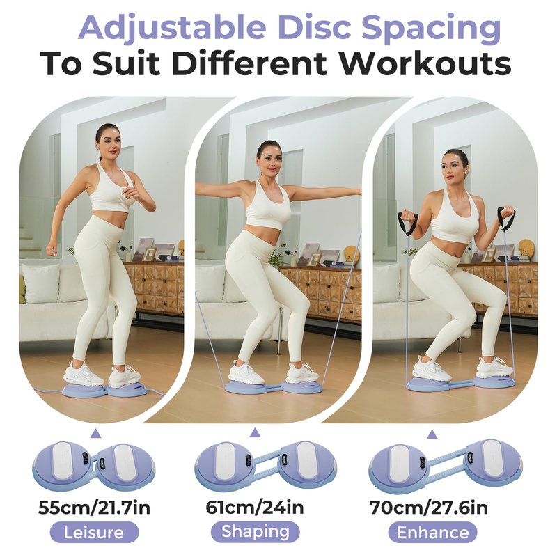 Waist Twisting Machine Exercise - Ab Twister Board MAX 300LBS | Intelligent Counting Lap & Calorie & Time, with 2 Resistance Bands | 3 Adjustable Distances to Suit Different Exercise Needs