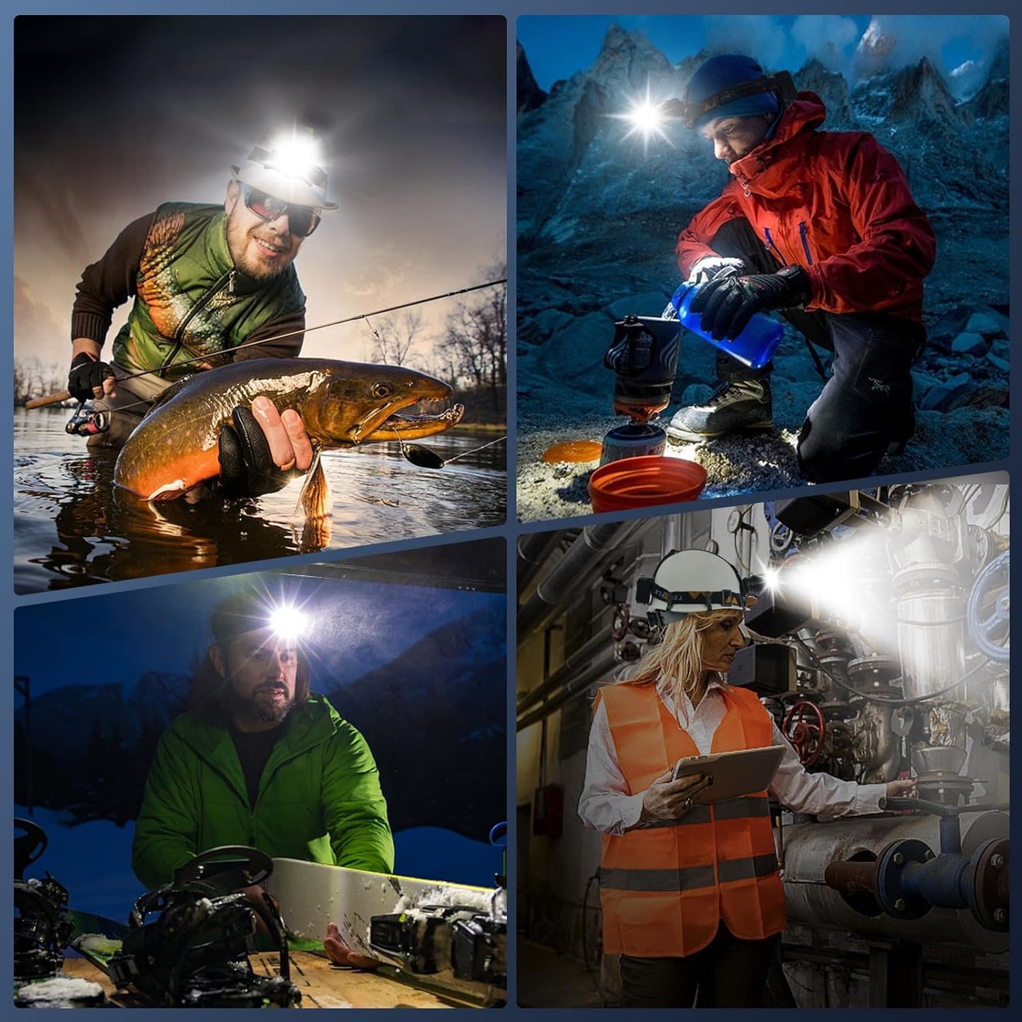 TIROFLX Headlamp - 12 Modes, 210000 Lux, Motion Sensor, Zoomable, IP65 Waterproof | Ideal for Camping & Outdoor Use