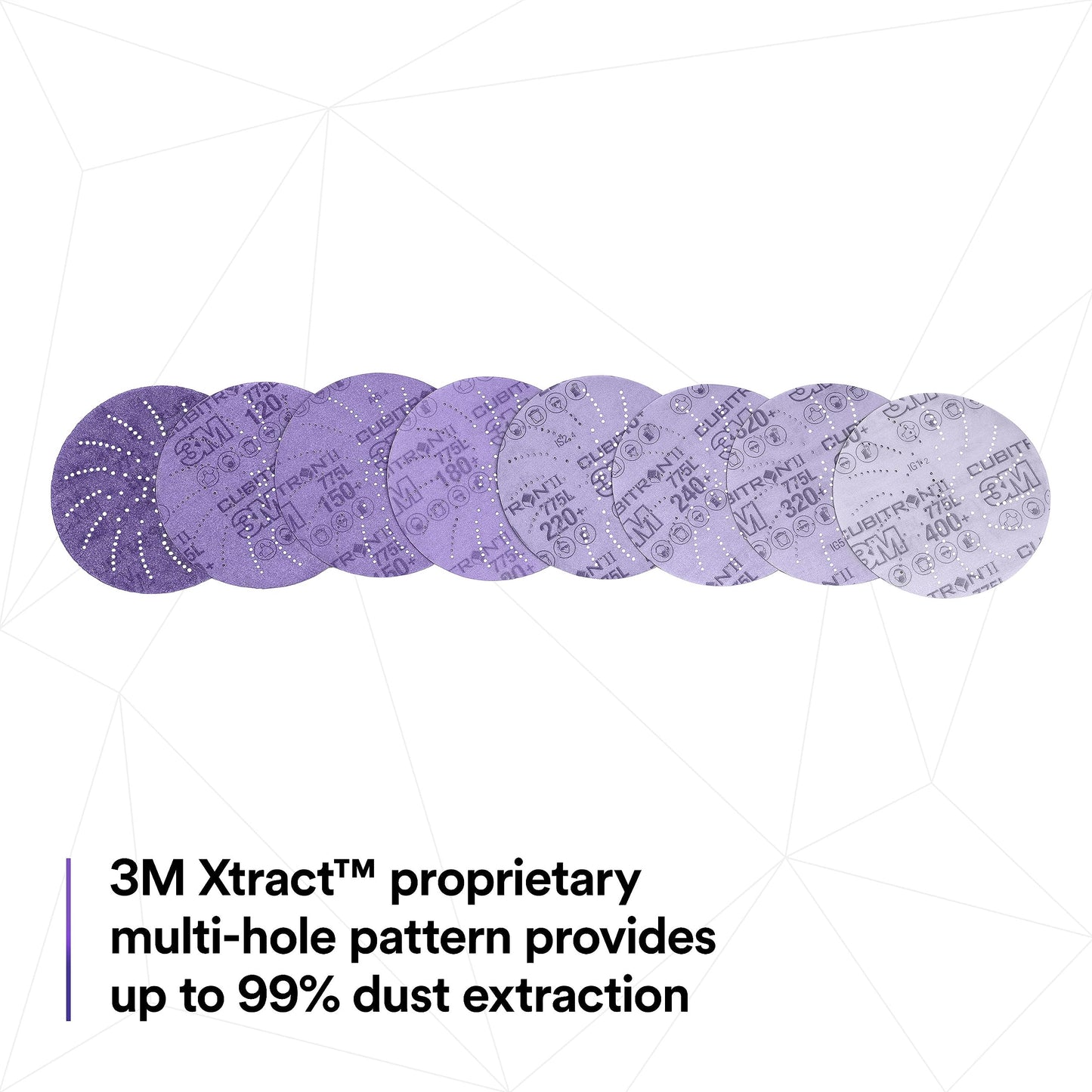 3M Xtract Cubitron II Hookit Clean Sanding Film Disc 775L, 120+, 5 in, Pack of 50 Hook and Loop Sanding Discs for Paint Preparation and Removal, General Sanding, Refining, Blending, and Featheredge