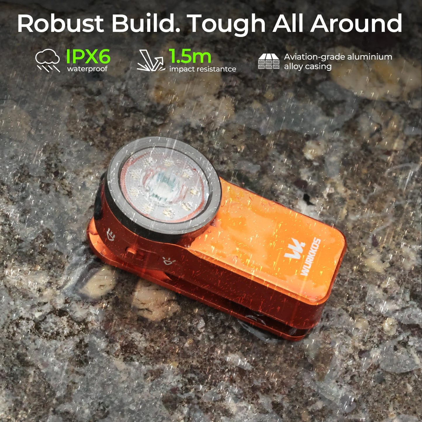 Wurkkos HD03 Rechargeable Flashlights EDC Clip-on Light, Bright 680 Lumens Pocket Flashlight, Combines Spotlight/Floodlight/RGB Light, Magnetic, IPX6 Waterproof for Cycling, Repairing (Orange)