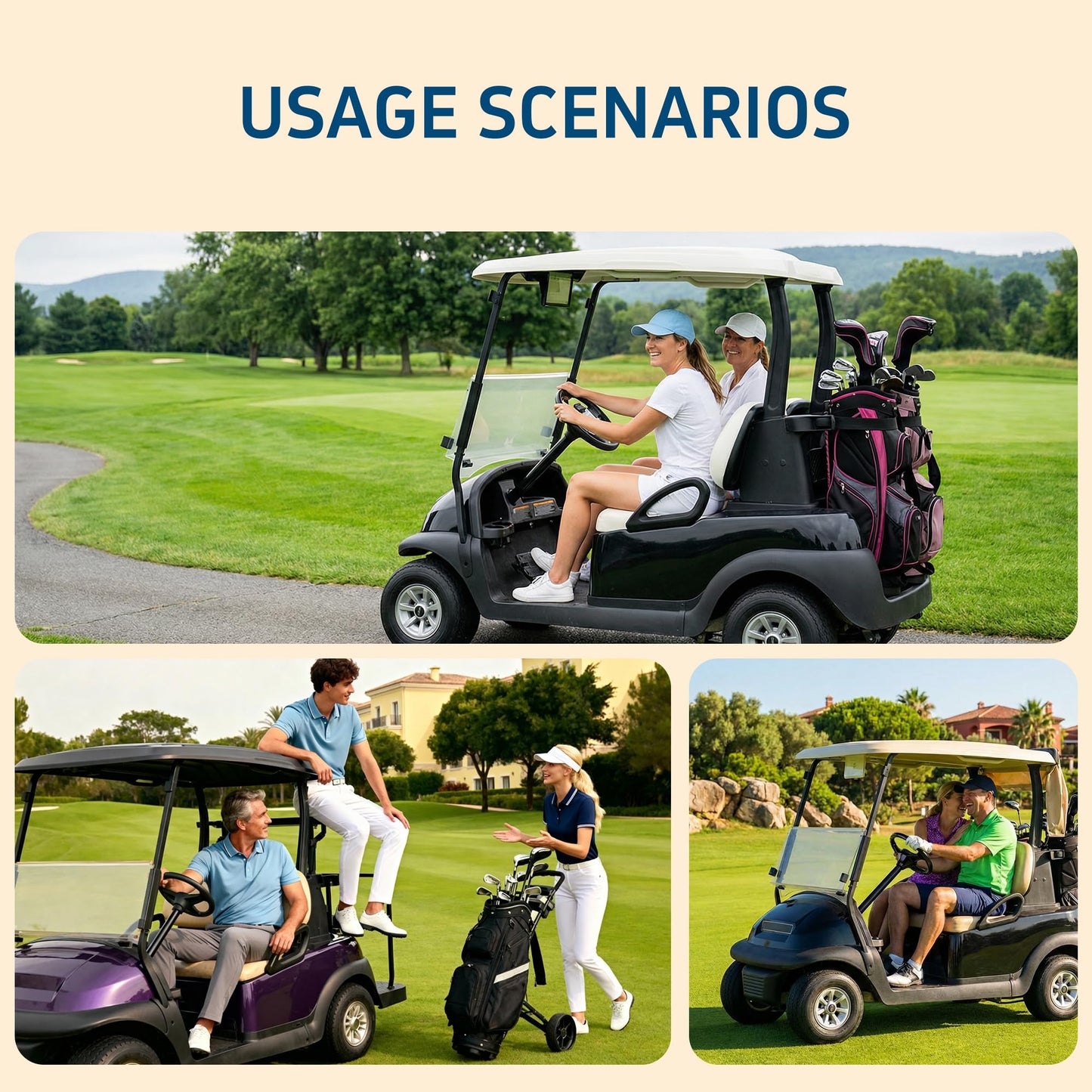 MIXOPOLY 12.5" Universal Golf Cart Steering Wheel fits Club Car DS/Precedent/Onward/Tempo, Yamaha, and EZGO TXT/RXV Golf Cart, Anti-slip and good grip (D-Shape)