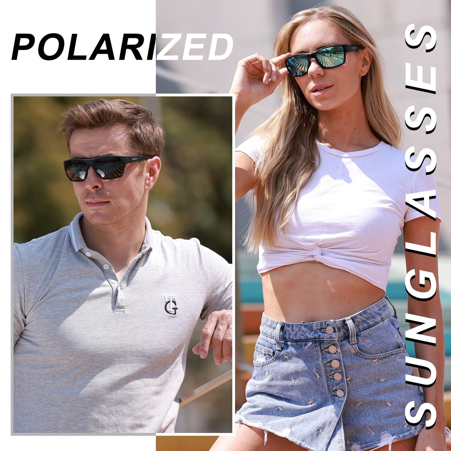 HAAYOT Polarized Sports Sunglasses for Men Women, Fishing Cycling Running Driving Golf Glasses,UV Protection,Lake Blue Gray HYF03