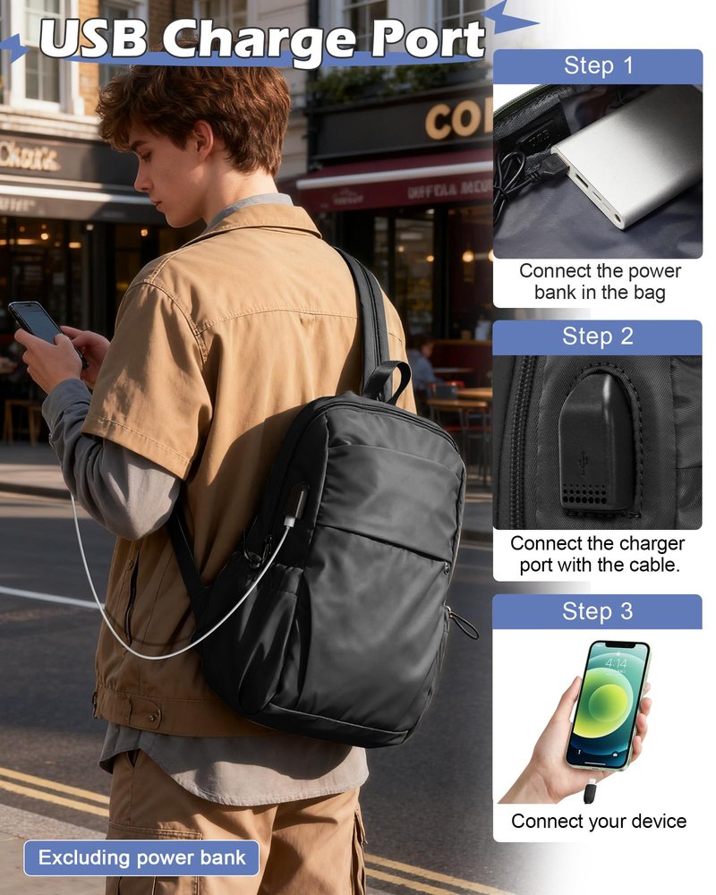SEAFEW Large Black Convertible Sling Crossbody Backpack Shoulder Bag for Men Women, Waterproof Nylon Chest Bag One Strap Back Pack for Hiking Walking Biking Travel Cycling with USB Charger Port