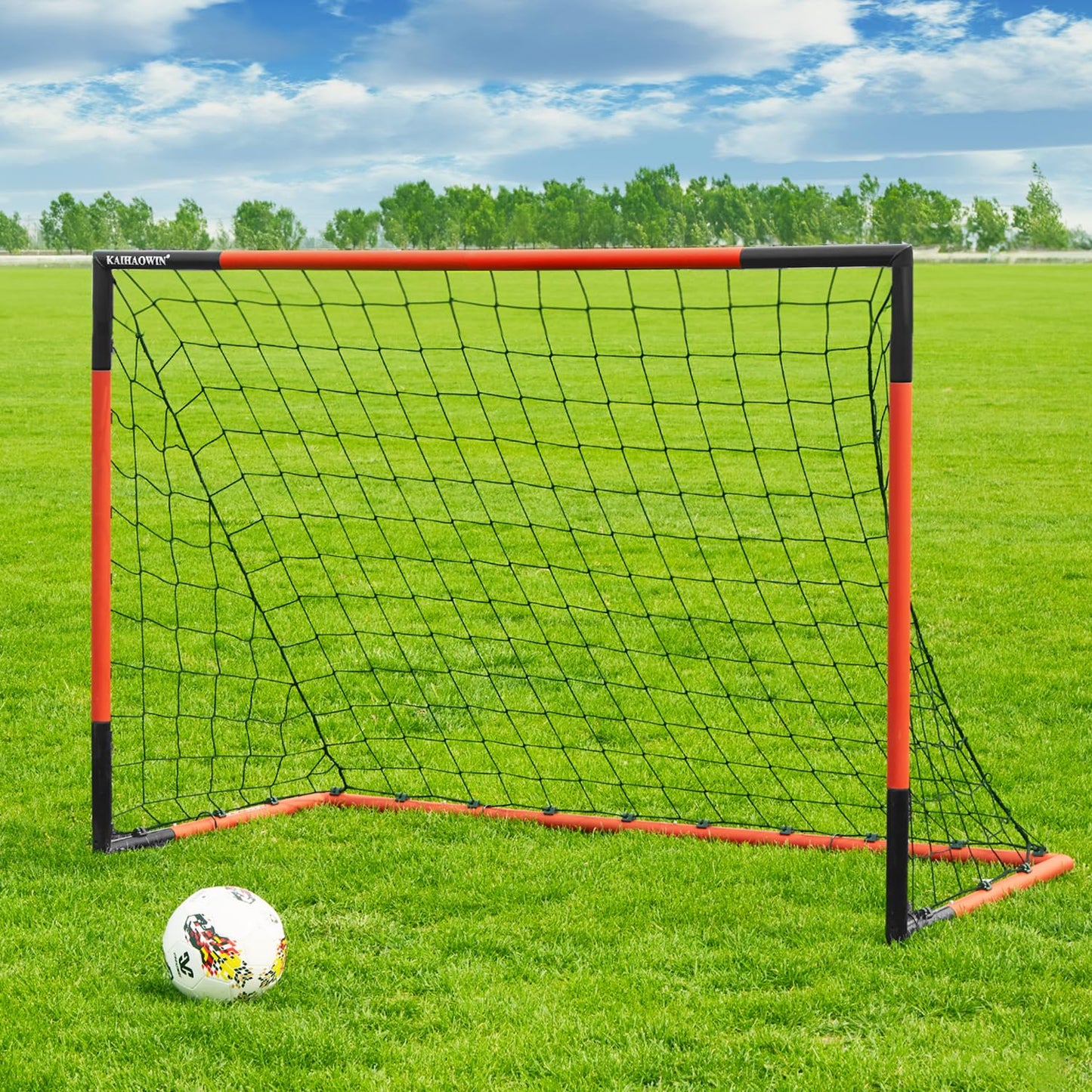 Soccer Goal 6'x4'|3'x2.5'|8'x6'-KAIHAOWIN Steel Frame Goal All Weather Soccer Net-Quick Assembly Training Sports Soccer Goals for Backyard Indoor Outdoor-Heavy Duty Metal Soccer Goals (6'x4')