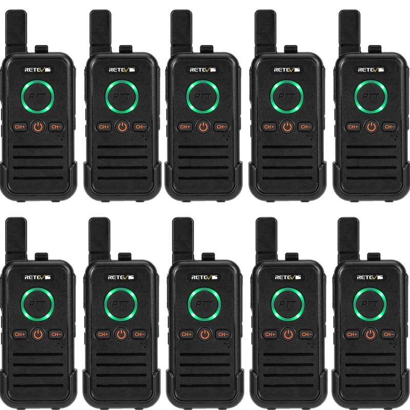 Retevis RB45 Walkie Talkies for Adults,Two-Way Radios, Dual PTT, USB-C, VOX, Handheld 2 Way Radio Rechargeable for Commercial School Church Restaurant Clinic Hospital Healthcare(10 Pack)