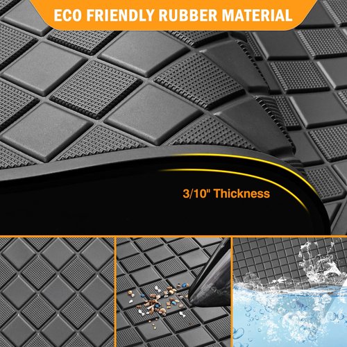 RIZINKART Golf Cart Floor Mat,Upgraded Non-Slip Full Coverage Liner Fits EZGO TXT (1994-2023), Express S4 (2012-2020), Valor, Workhorse Models - 1/3'' Thick Durable Rubber Mats Easy Clean Black Trim