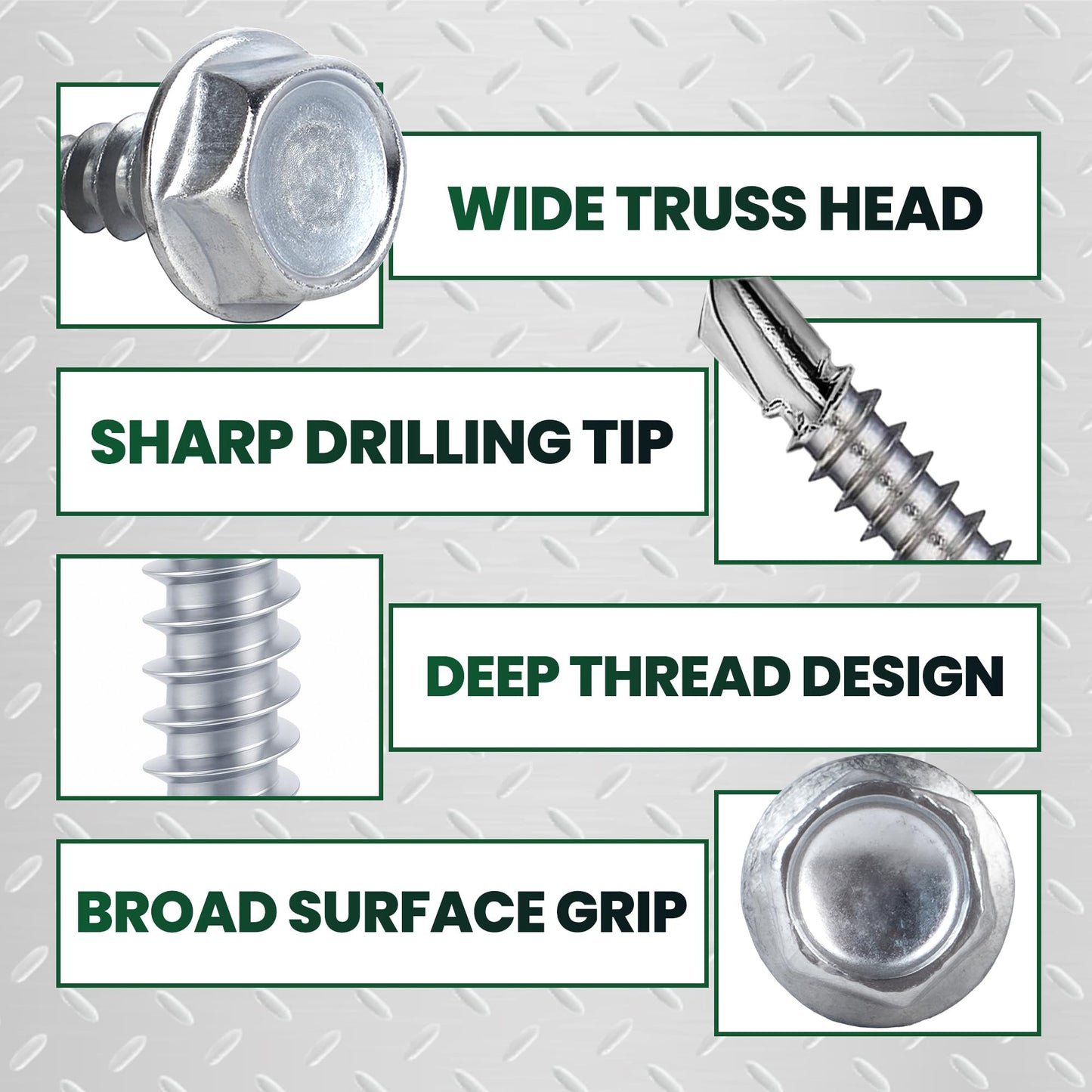 150 PCS Self Drilling Screws for Metal, Wood & Plastic – 410 Stainless Steel Self Tapping Screws Assortment – Includes #8 (1/2”, 3/4”) & #10 (1”, 1-1/2”) TEK Metal Screws with Hex Washer Head