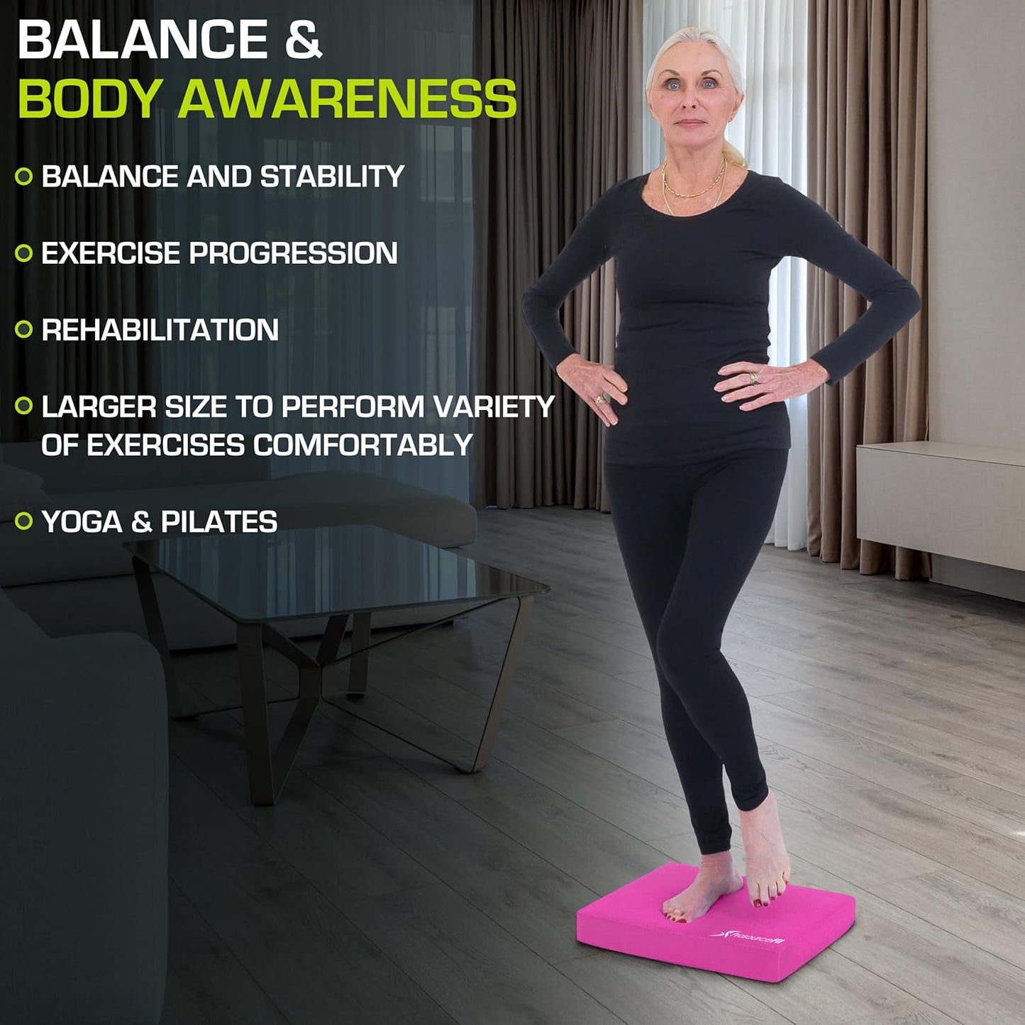 ProsourceFit Balance Pad - Non-Slip Cushioned Foam Mat for Fitness, Yoga & Stability Training