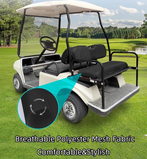 Golf Cart Seat Covers Front Rear seat Covers for Yamaha G29 Drive, Club Car Precedent, Tempo and Star EV, Air Mesh Polyester Fabric Breathable Washable
