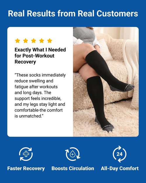 AMITOFO Plus Size Compression Socks 20-30mmHg Wide Calf with Seamless Toe, Graduated Support Stockings for Women Men, for Nurses Pregnancy Edema Flying Travel Circulation Relief