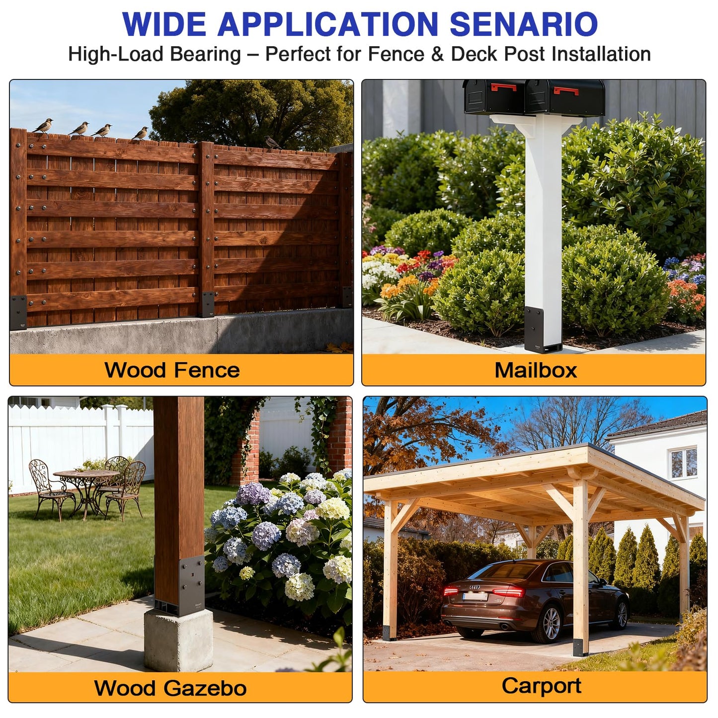 6x6 Concrete Post Anchor, Heavy Duty Stainless Steels Concrete Fence Post Holder with Air Flow Channe for Wet Concrete Foundation Post Base Bracket for Fence, Deck Railing,Pergola, 2Pack