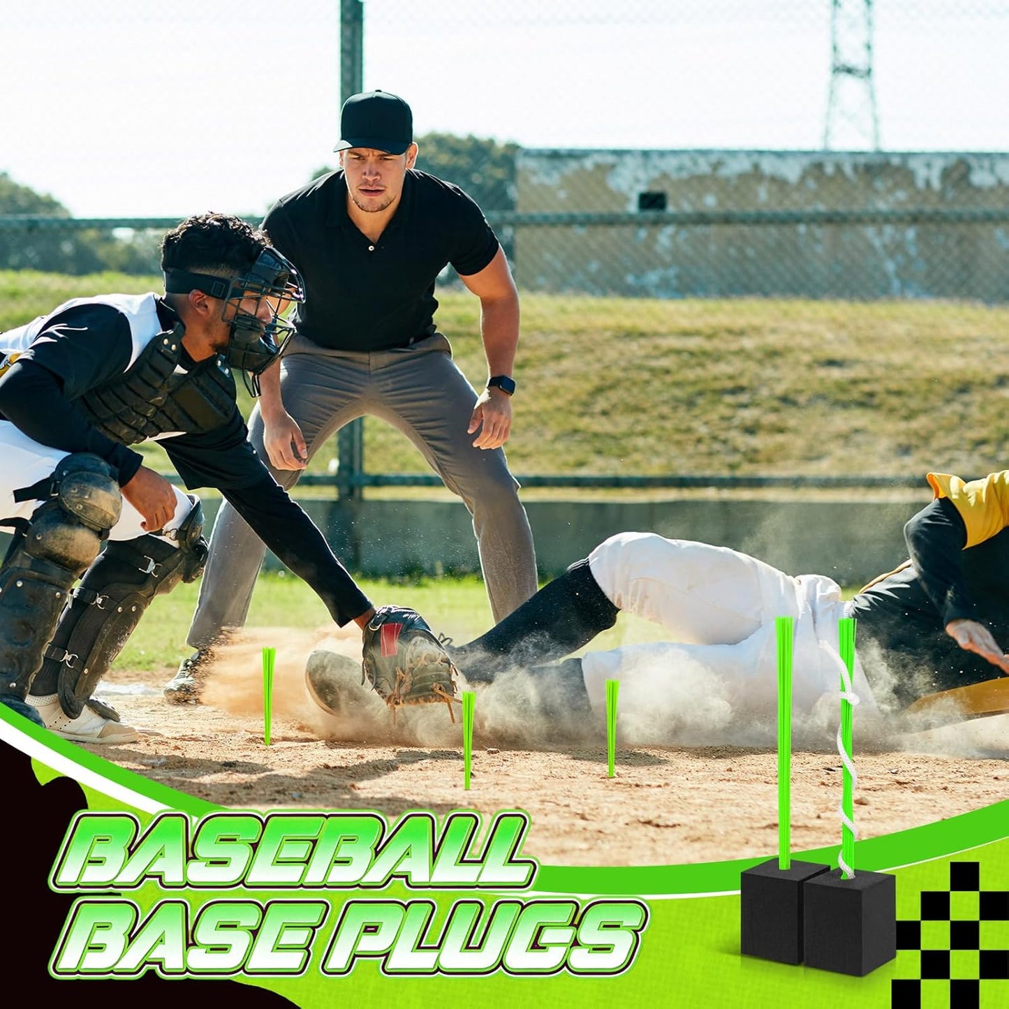 Shappy 48 Pcs Baseball Base Anchors - Heavy Duty Rubber Plugs for Softball Drills & Field Use