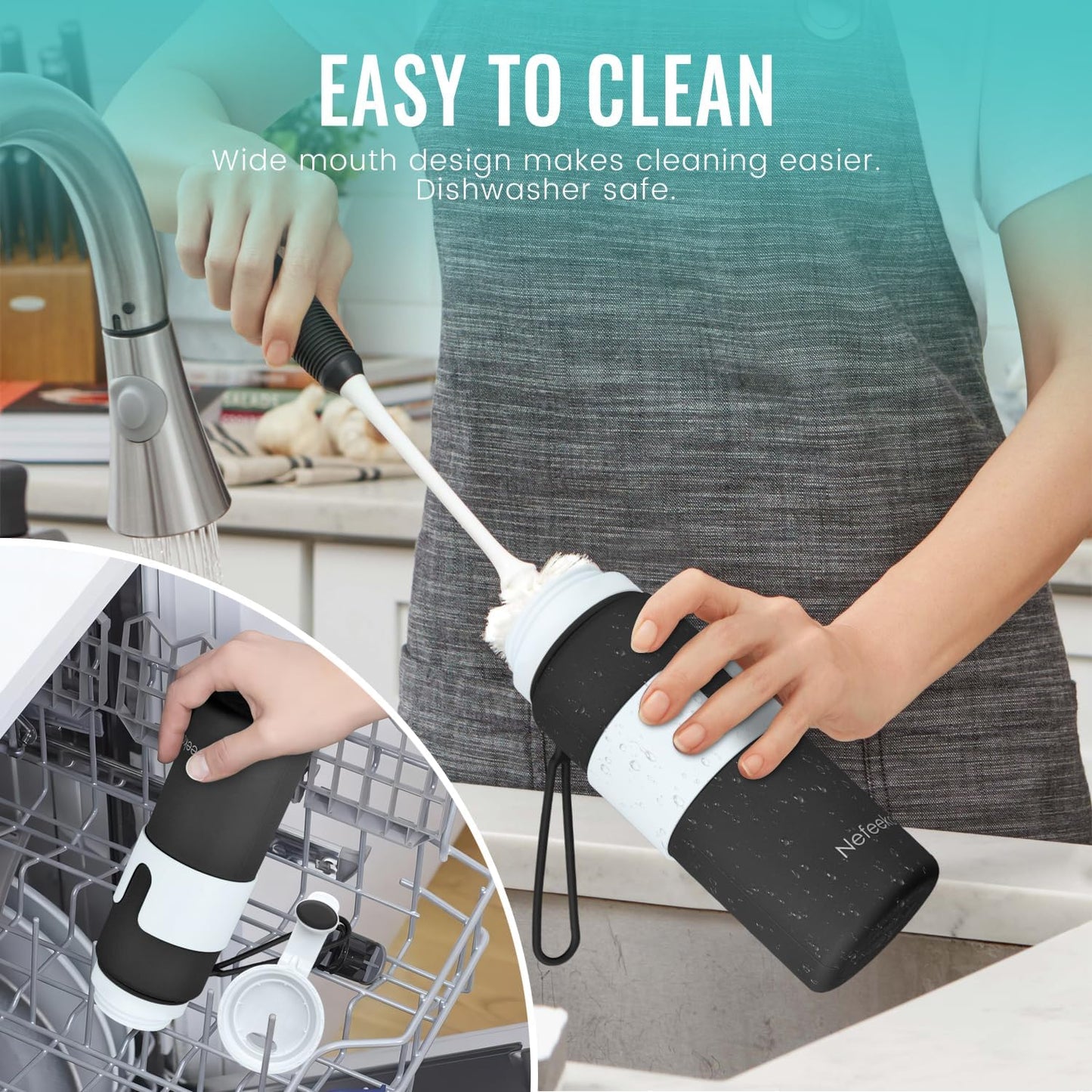 Nefeeko Collapsible Water Bottle - BPA-Free 26oz Foldable Design for Travel & Sports | Leak-Proof & Lightweight