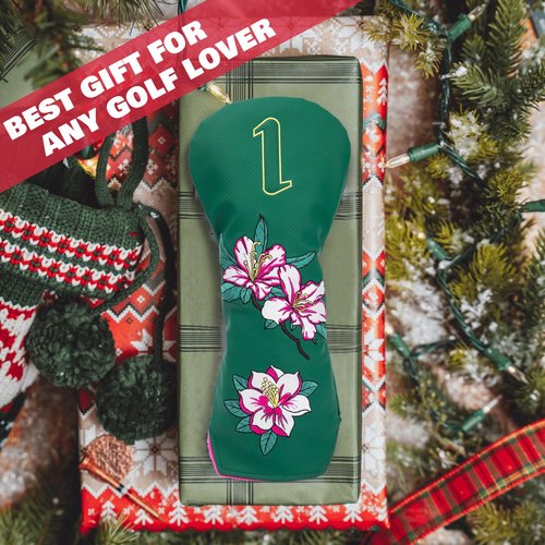 Golf Club Covers Azalea Embroidery Driver Cover Fariway Wood Headcover Hybrid Cover Leather Golf Headcovers for Most Brand (for 5 Fariway Wood)