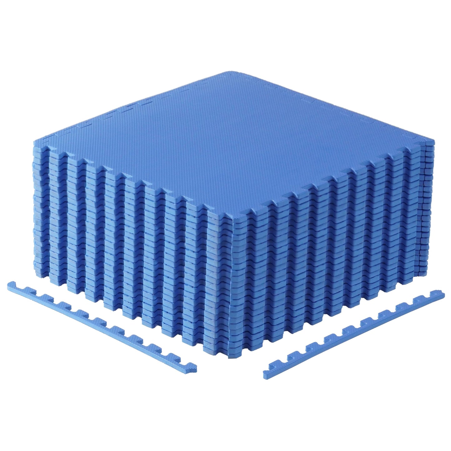 CAP Barbell 1/2-Inch Interlocking EVA Foam Exercise Puzzle Mat Home Gym Flooring - 4 Pack | 24" x 24" x 1/2" | T Pattern - Blue