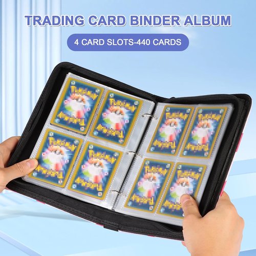 CLOKORIA Trading Card Binder - 440 Card Holder Case with 55 Sleeves | Purple Black TCG Album
