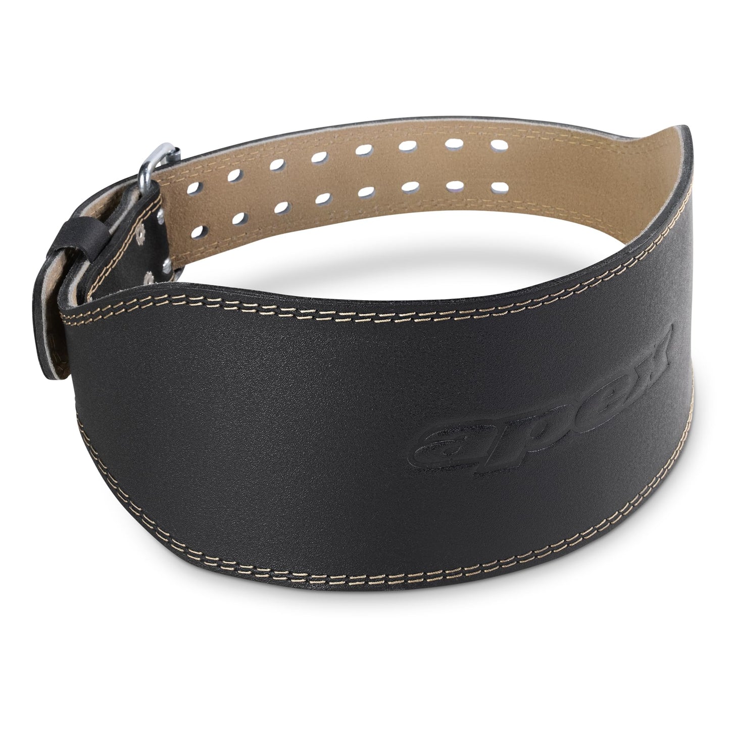 Apex by Marcy 6-Inch Wide Padded Genuine Leather Weightlifting Belt, Large