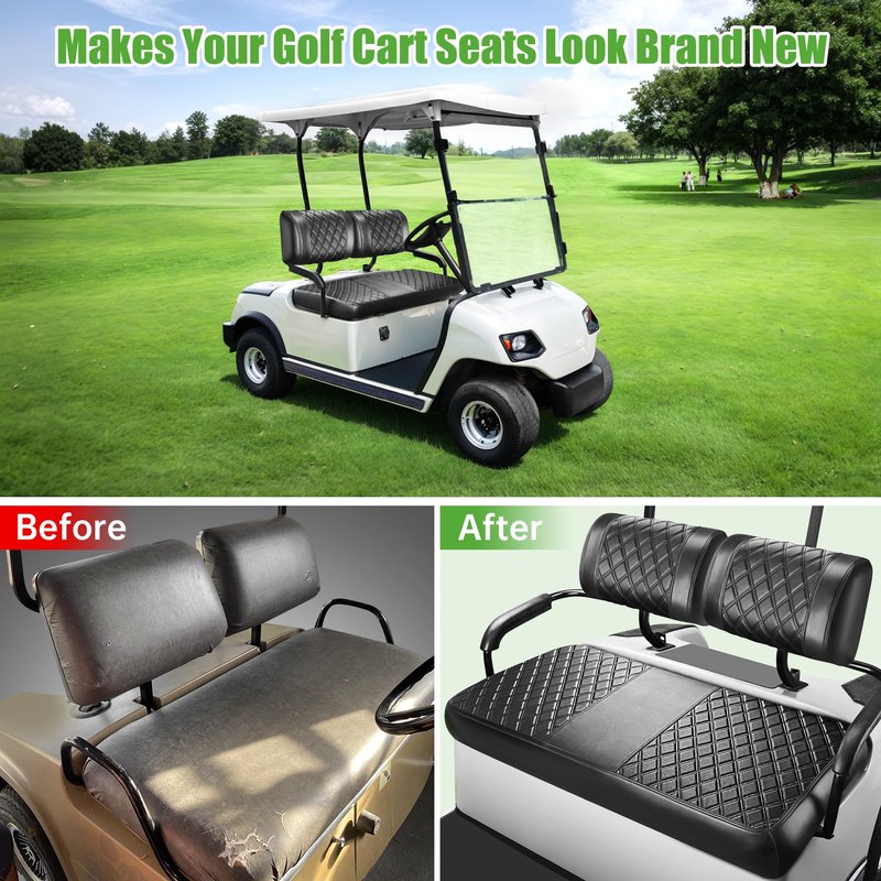 10L0L Golf Cart Seat Covers for Yamaha G2 G8 G9 G16 G19 G22 - Golf Cart Front Seat Cover Not Staper Required Thick Vinyl Leather Comfortable Breathable