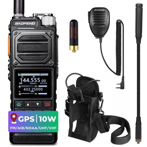 BAOFENG UV-25 PLUS 10W GPS Ham Radio Handheld, Long Range Two Way Radio AM FM NOAA Receiver with 5200mAh Battery USB-C Port, 2" Screen, 1000CH, Fall Detection Alert, Tactical Walkie Talkie for Outdoor